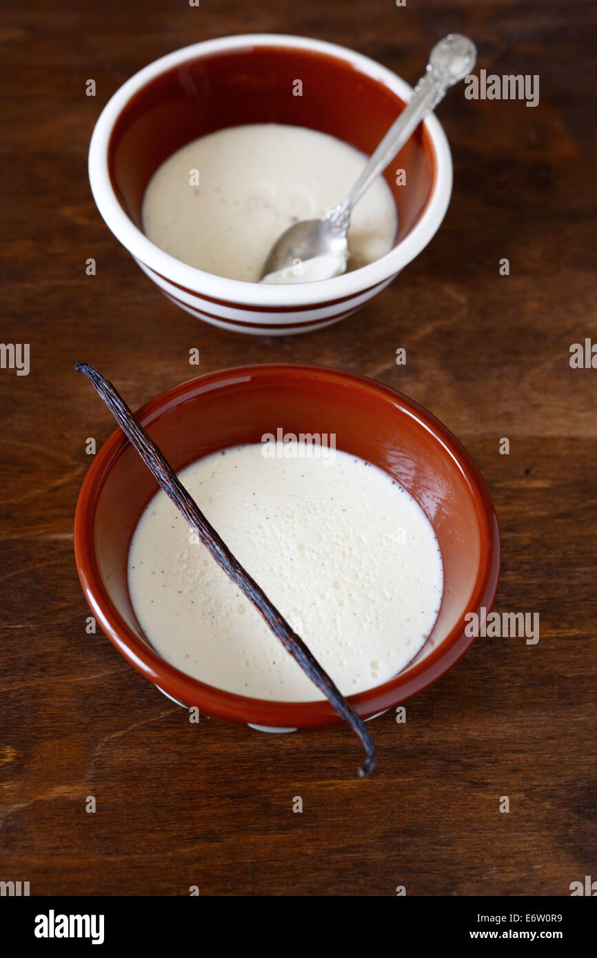 creamy dessert with vanilla food closeup Stock Photo