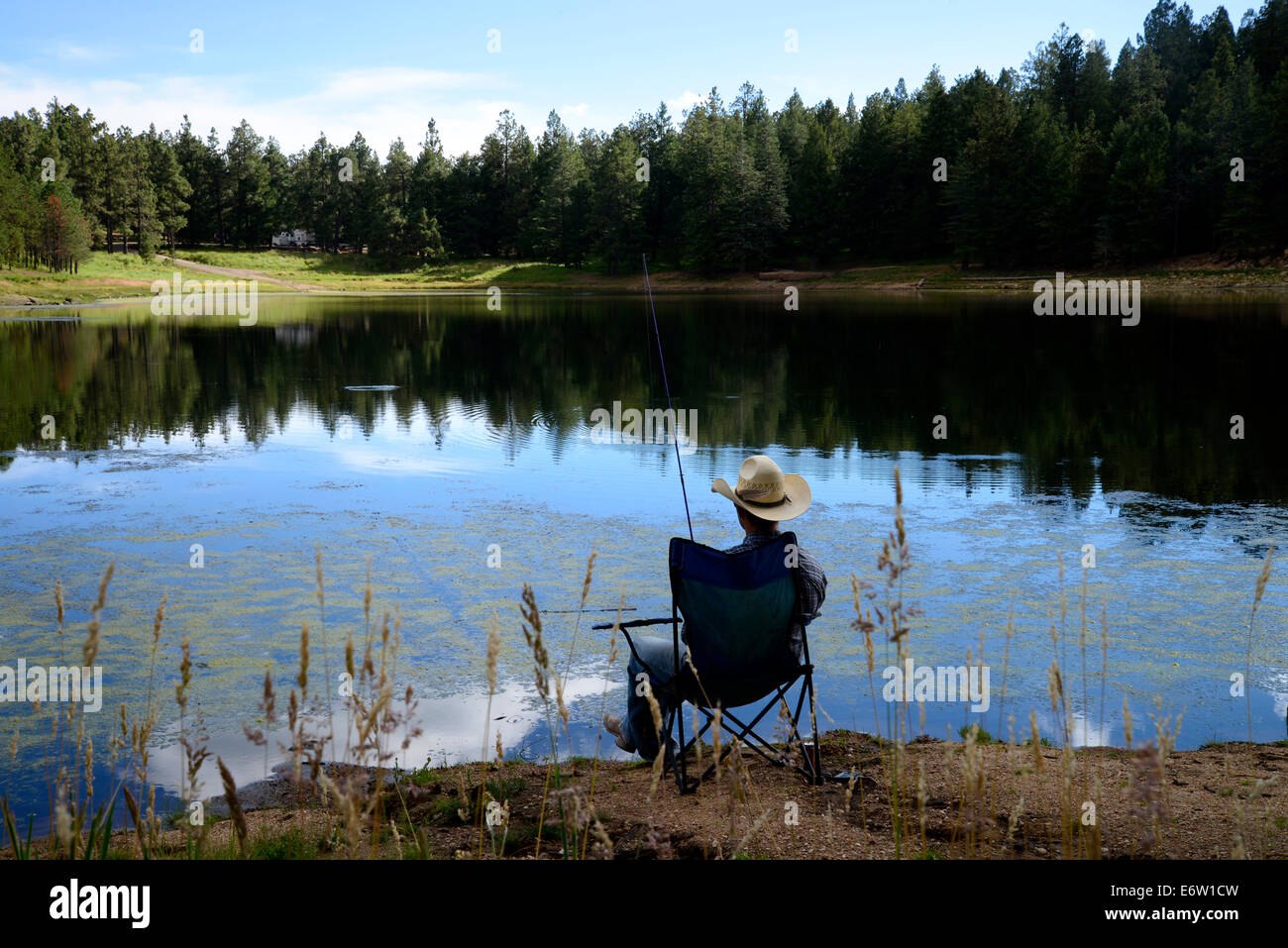 Fishing at Riggs Flat Lake at Mount Graham in the Pinaleño Mountains