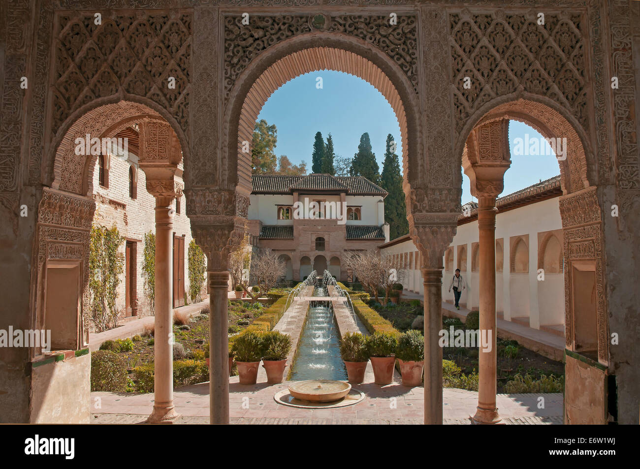 Generalife palace and Patio de la Acequia, Granada, Region of Andalusia, Spain, Europe Stock Photo