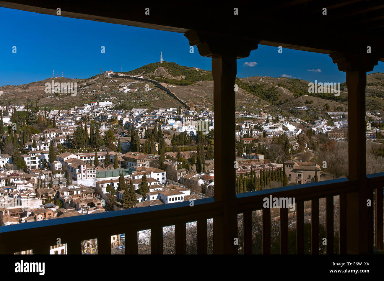 Albaicin quarter and Sacromonte from the Alhambra, Granada, Region of Andalusia, Spain, Europe Stock Photo