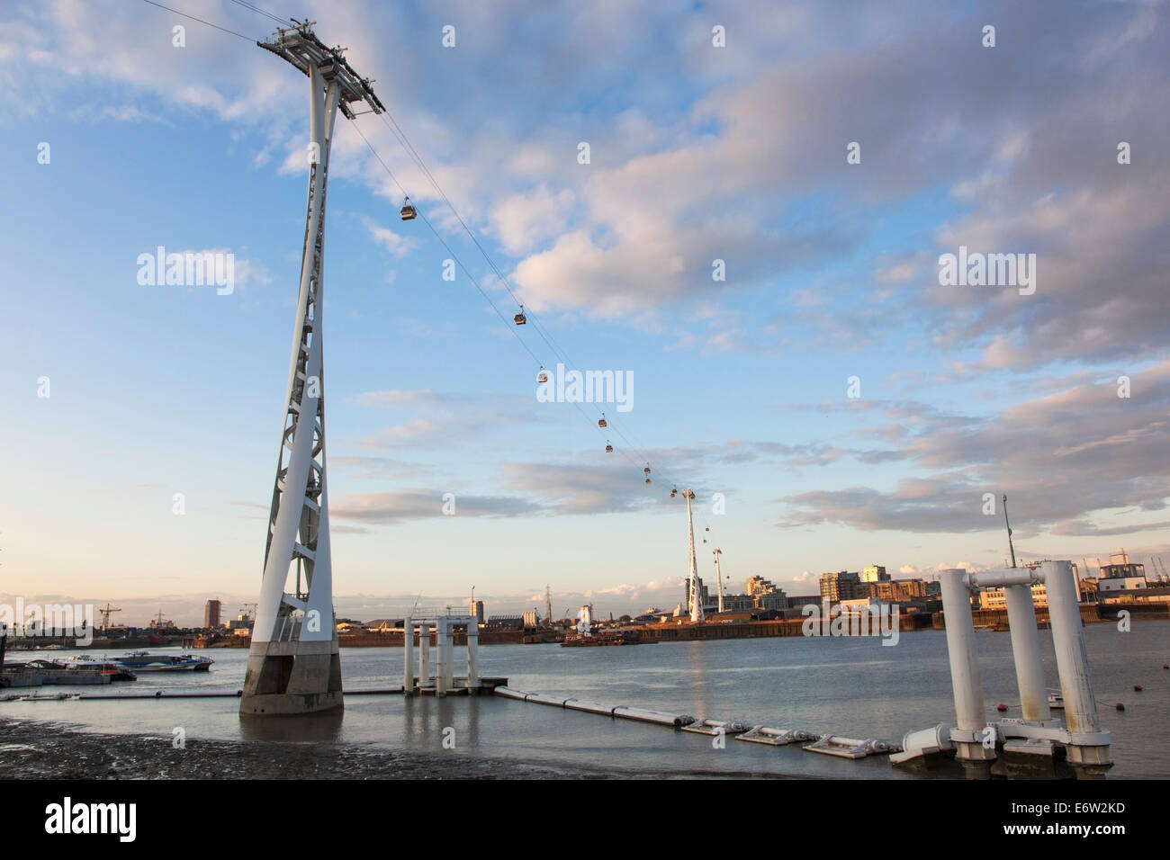 Emirates Air Line London cable car - evening time Stock Photo