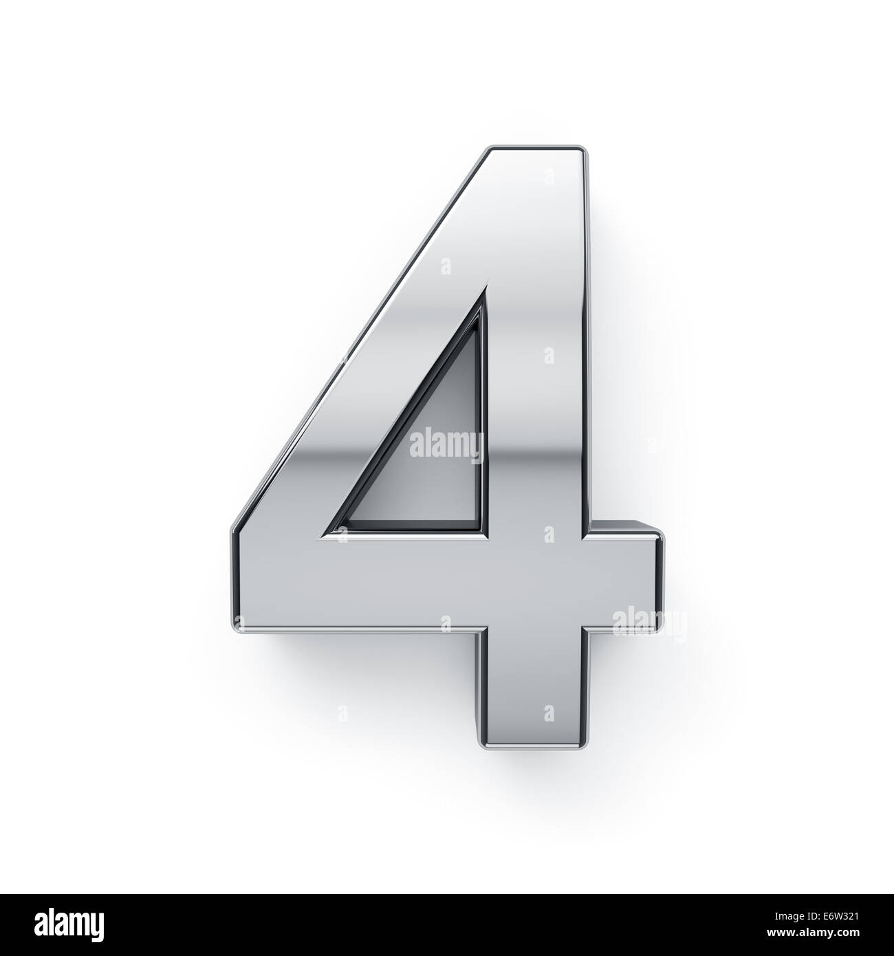 3d render of metallic digit four symbol - 4. Isolated on white background Stock Photo
