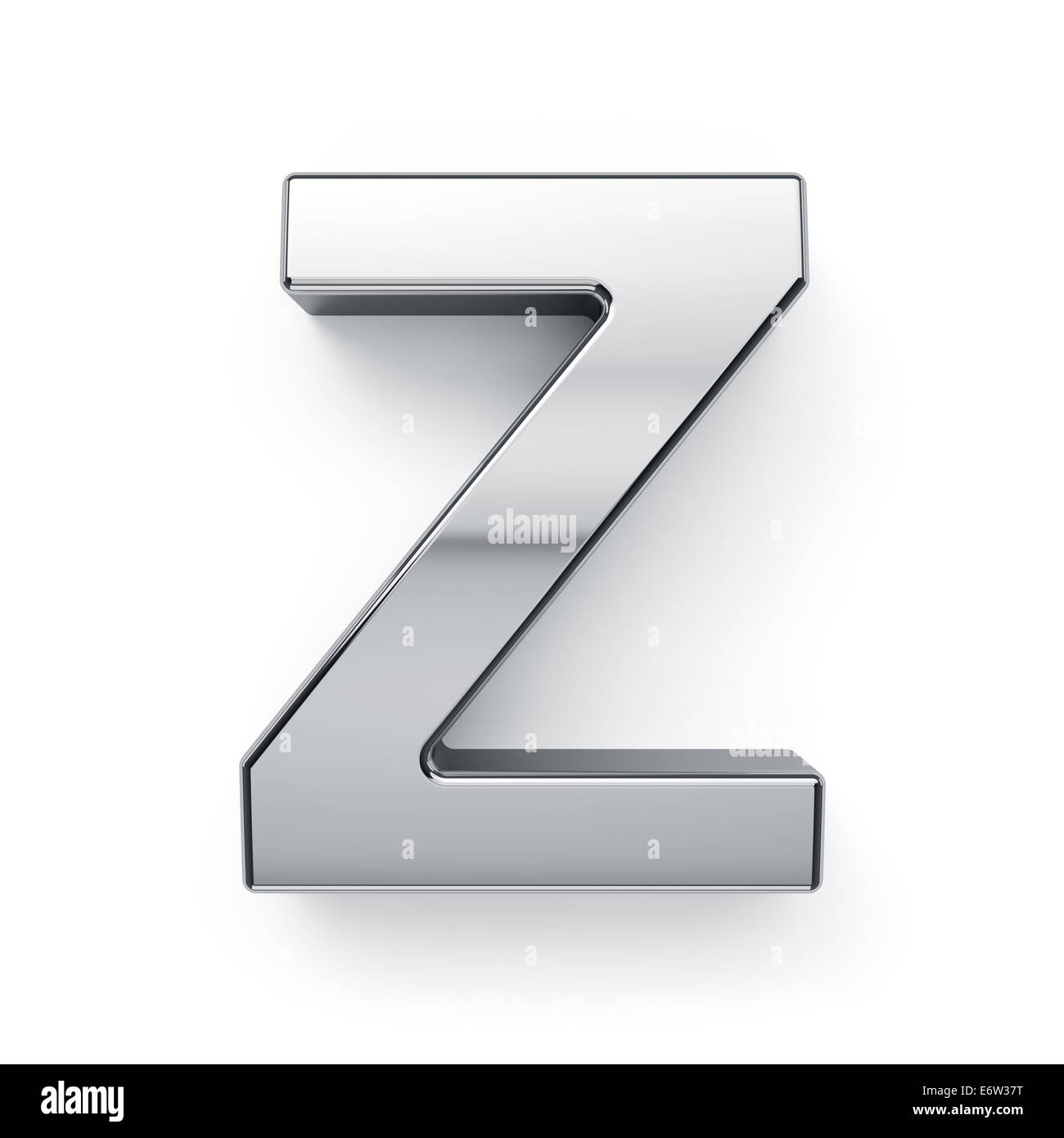 3d render of metallic alphabet letter symbol - Z. Isolated on white background Stock Photo