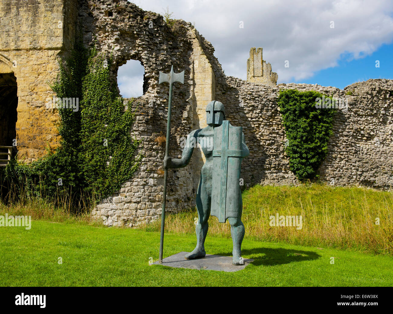 Warrior sculpture outside the castle, Helmsley, North Yorkshire, England UK Stock Photo