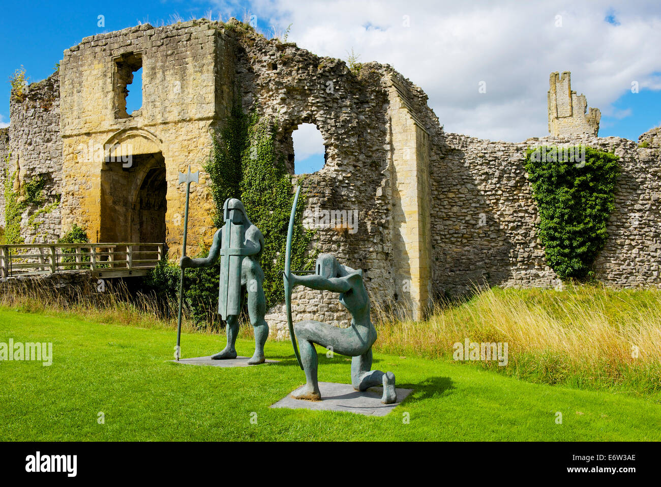 Warrior sculptures - The Defenders - outside the castle, Helmsley, North Yorkshire, England UK Stock Photo
