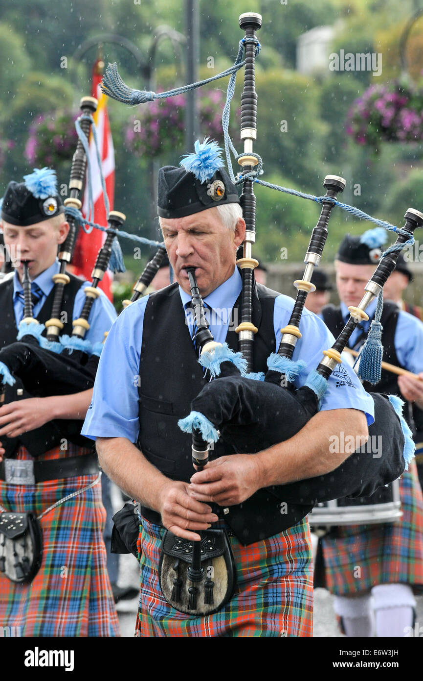 Band member playing the bagpipes at Royal Black Institution parade