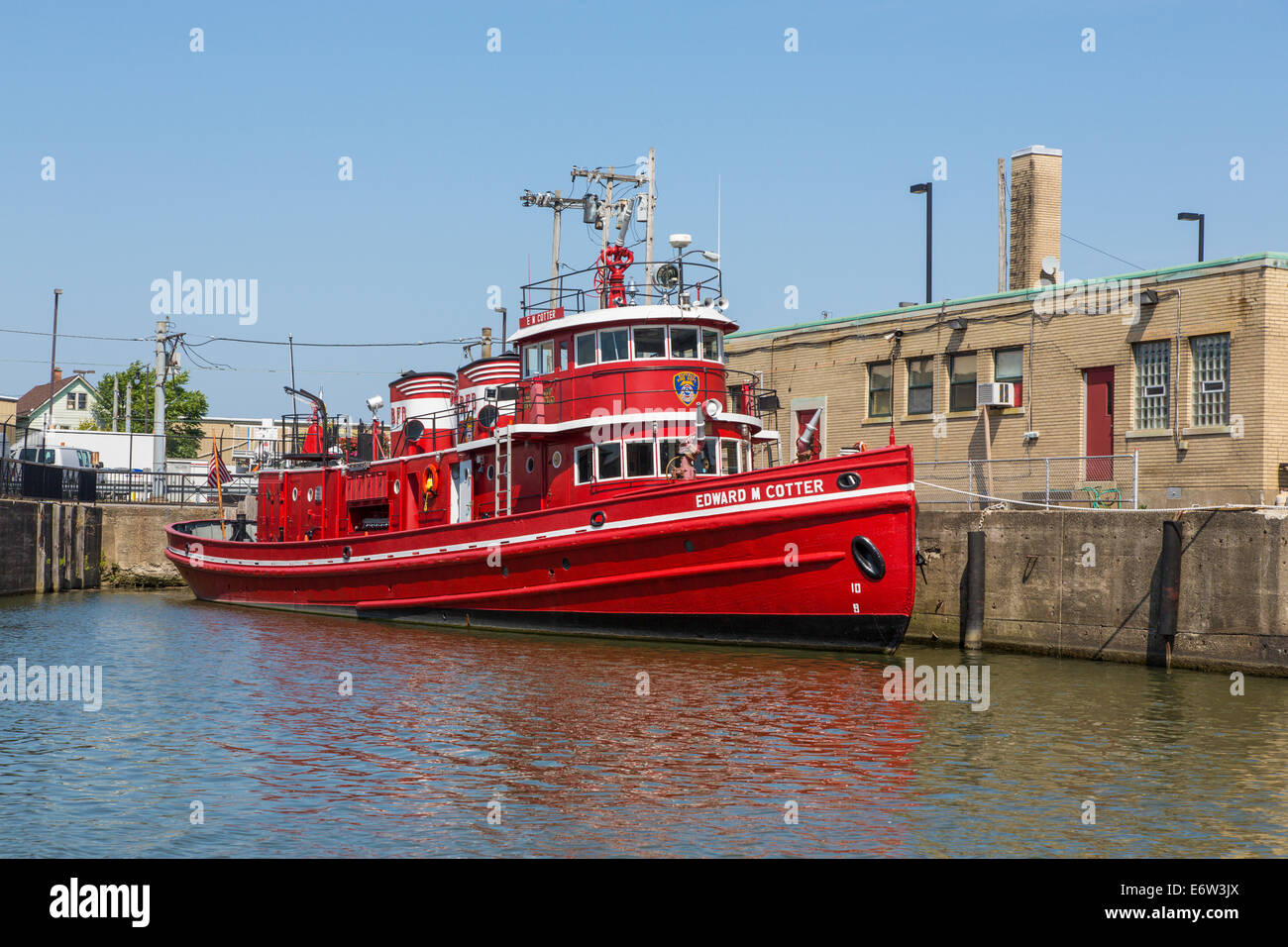 The fireboat Edward M. Cotter  Buffalo Fire Department in Buffalo New York built 1900 rebuilt 1953 also used for icebreaker Stock Photo