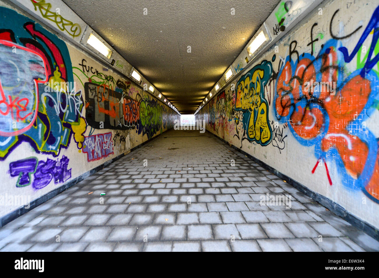 Pedestrian Subway Walls Covered In Graffiti, Derry, Londonderry ...