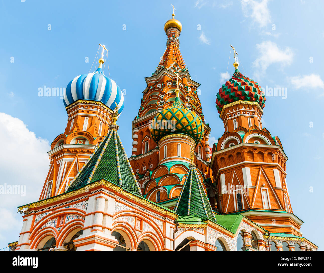 Domes of St. Basil's cathedral on Red Square of Moscow Stock Photo