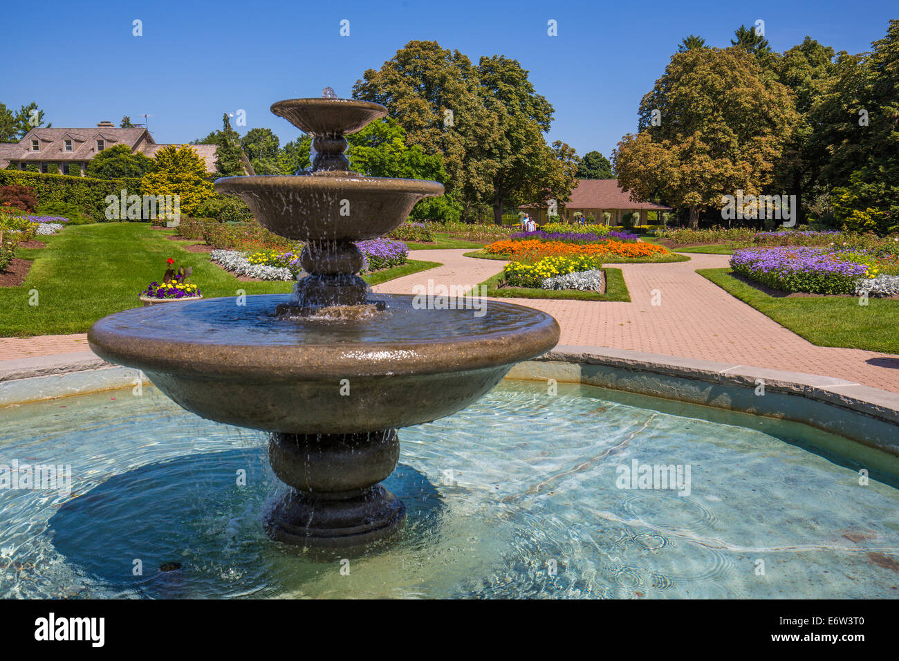 Fountain at Niagara Parks School of Horticulture in Niagara Falls Ontario Canada Stock Photo