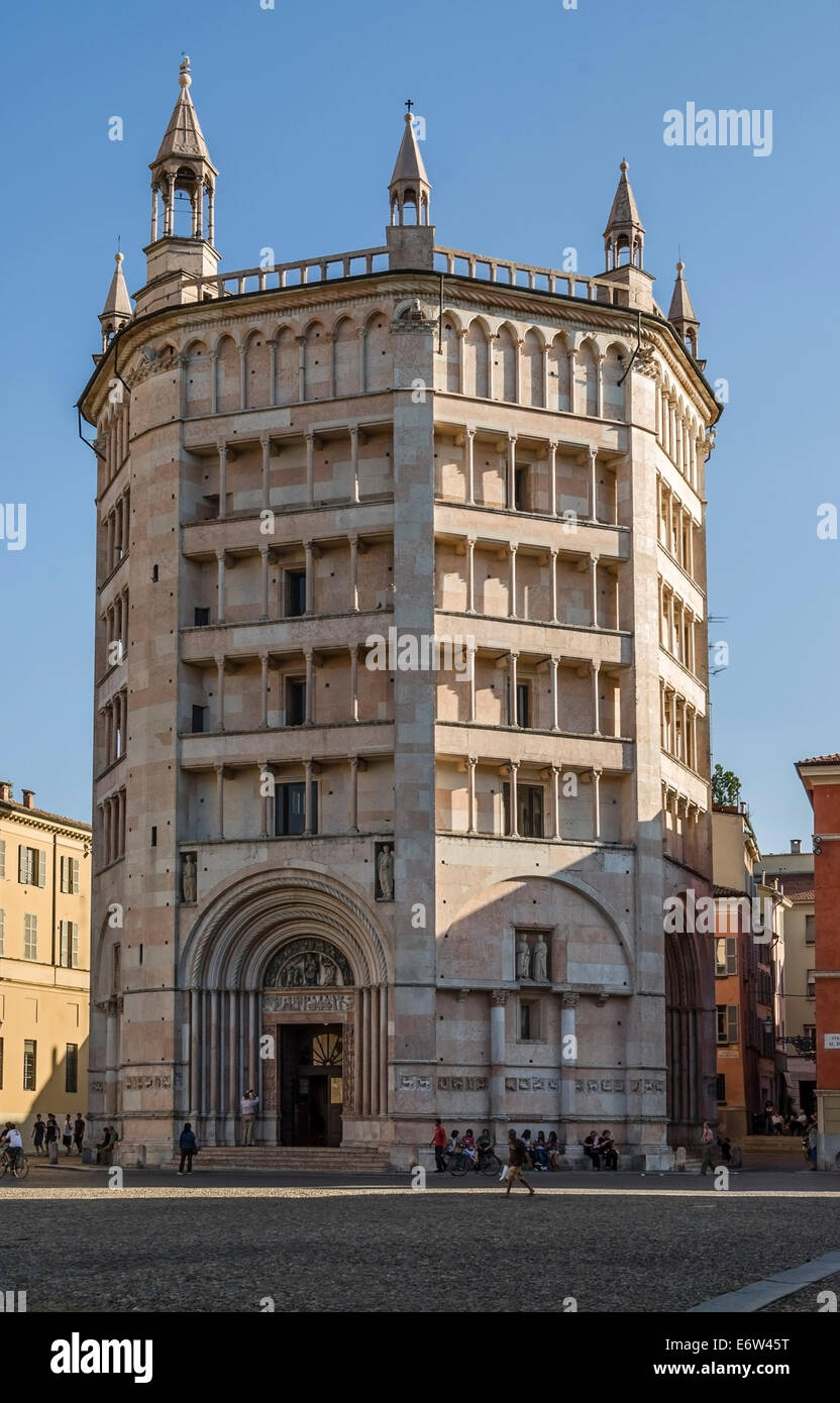 The Baptistery of Parma (Battistero di Parma) is a religious edifice in Parma, northern Italy. Stock Photo