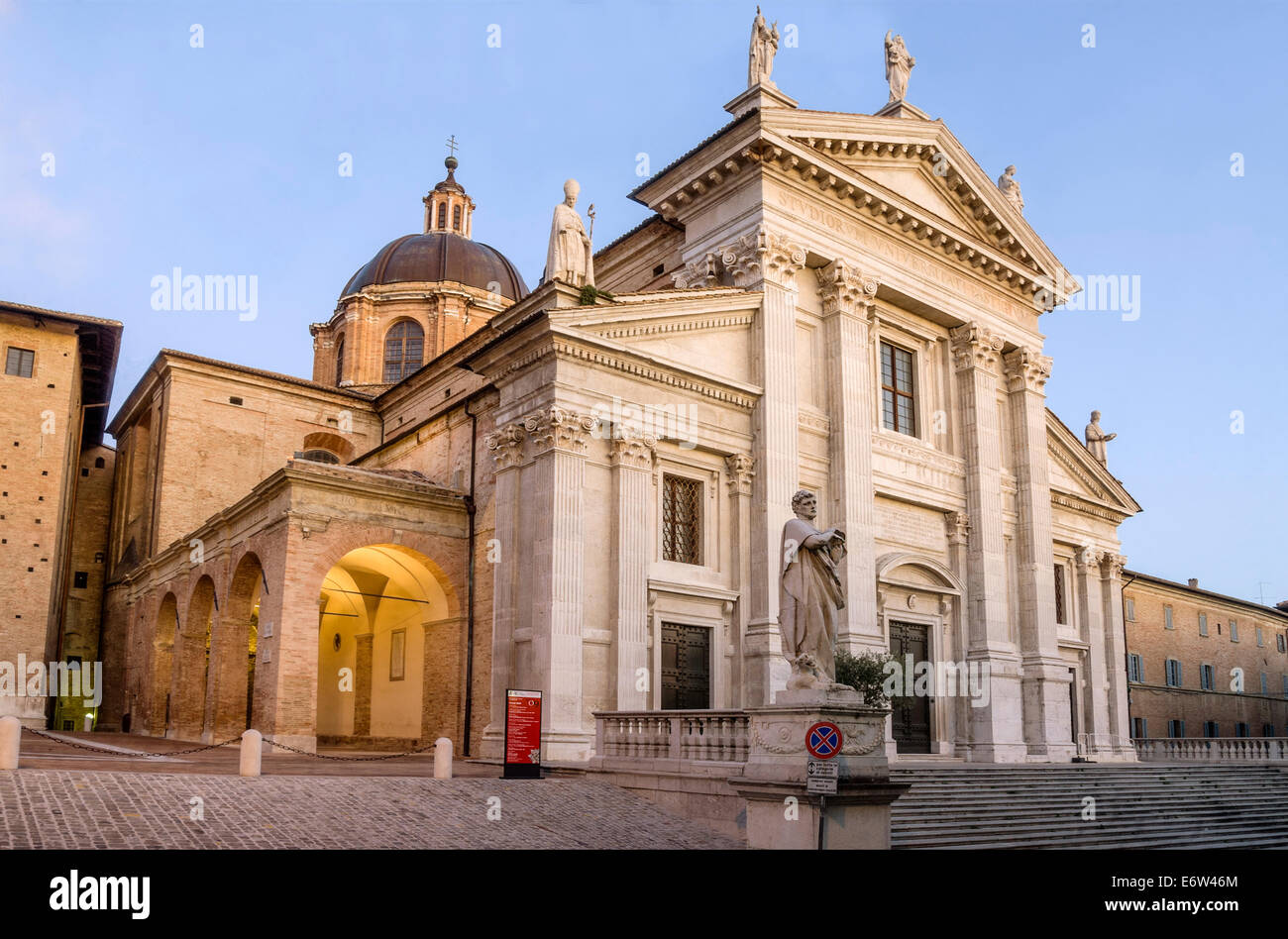 Duomo of Urbino (cathedral), Marche, Italy, founded in 1021 over a 6th century religious edifice. Stock Photo