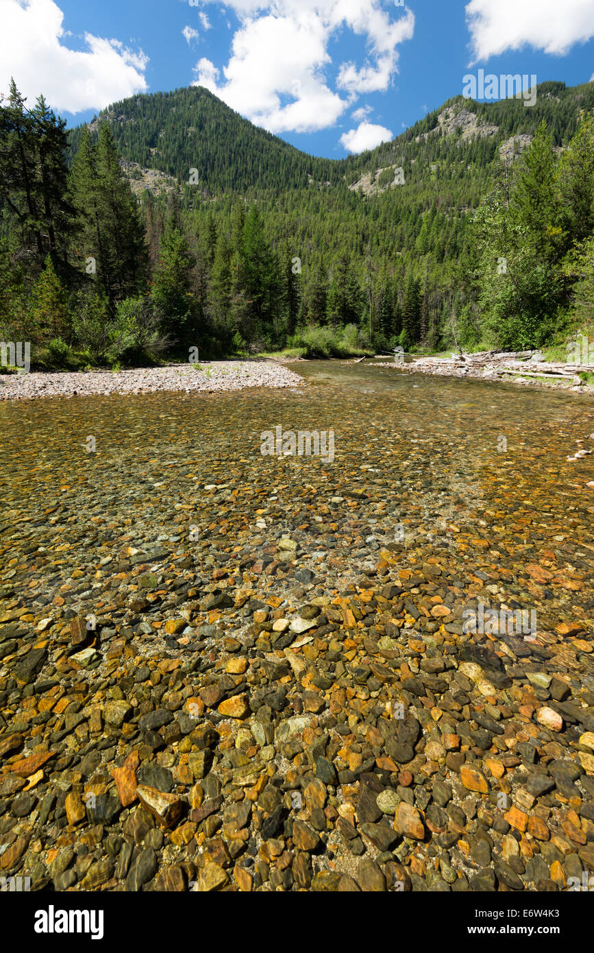 Clear waters of the Lostine River in Oregon's Wallowa Mountains Stock