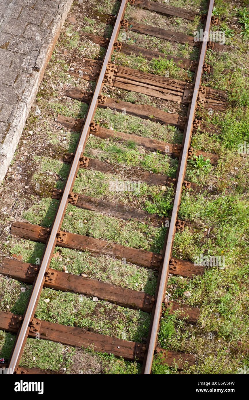 Old moulder railway tracks Stock Photo