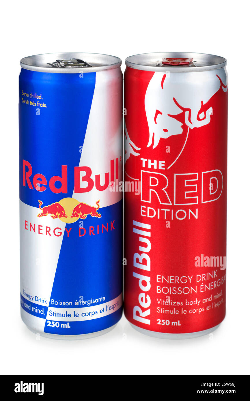 Red Bull Energy Drink Can Cans Stock Photo