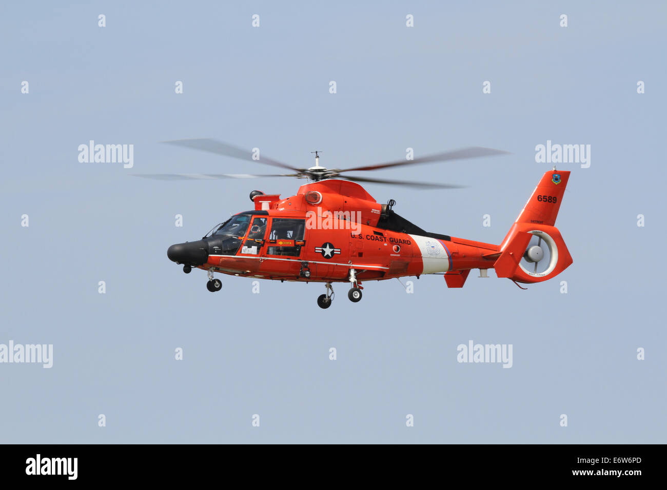 CLEVELAND, OHIO - August, 30: US Coast Guard Dolphin Helicopter, on August, 30 2014 at The Cleveland National Airshow Stock Photo