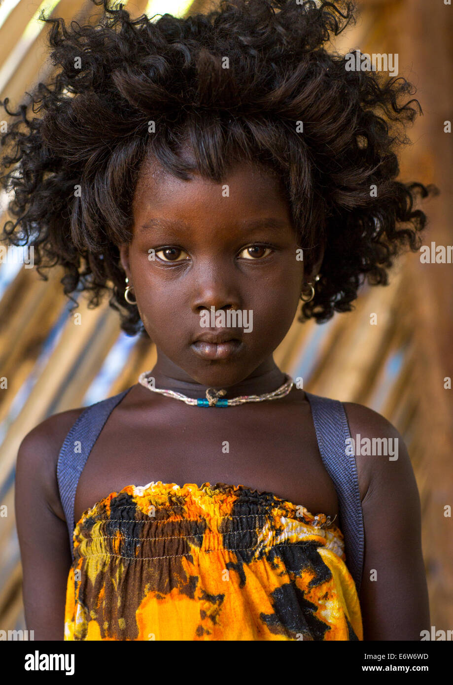 Ajulu, Anuak Tribe Gilr With A Wig, Gambela, Ethiopia Stock Photo