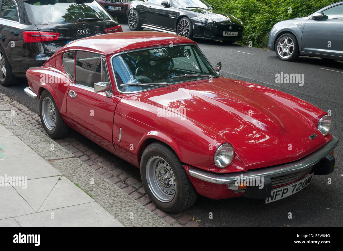 Triumph GT6 sports coupe (1966-1973) parked in a Hampstead street, London Stock Photo