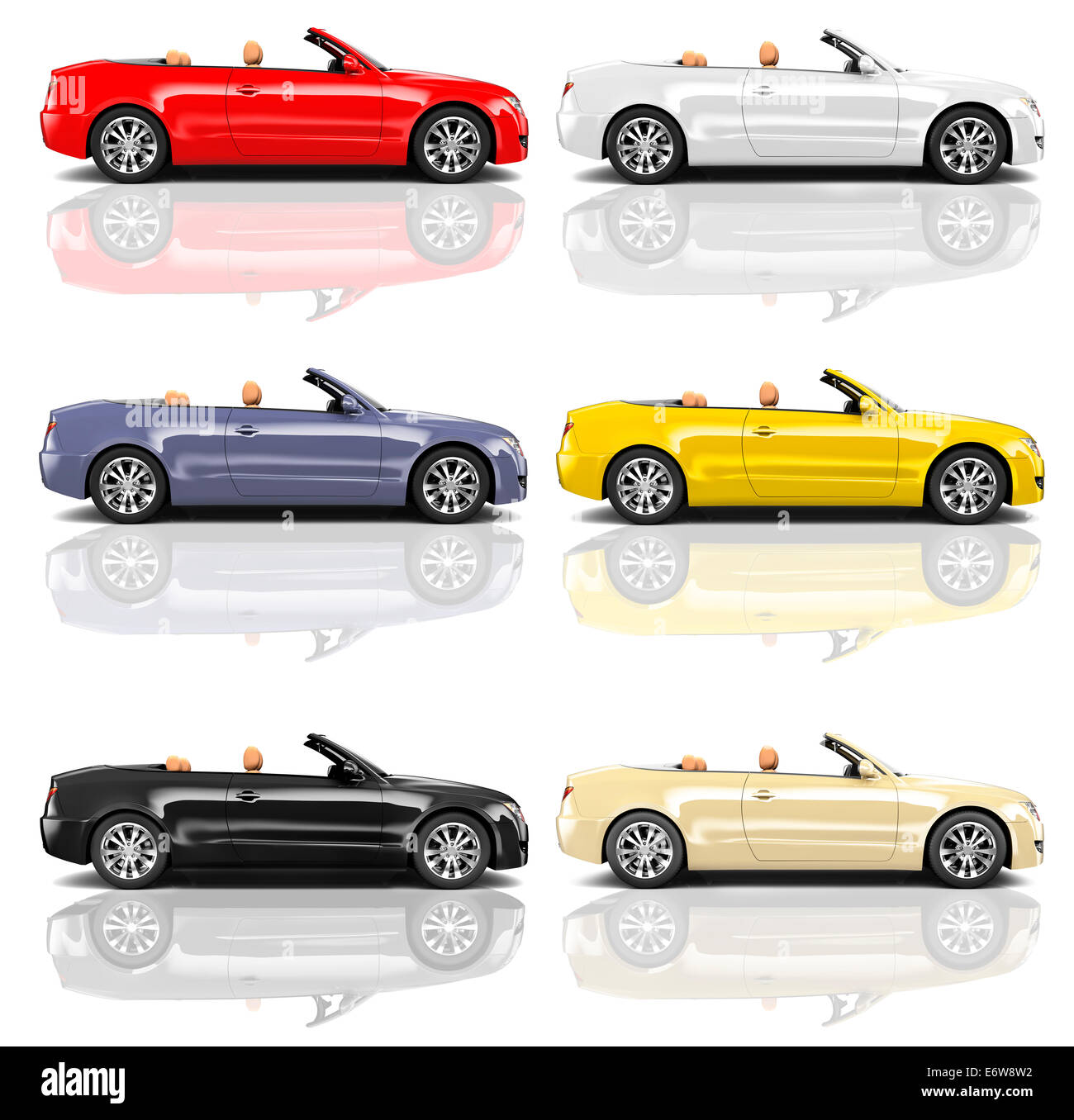Collection of Multicolored 3D Modern Cars Stock Photo