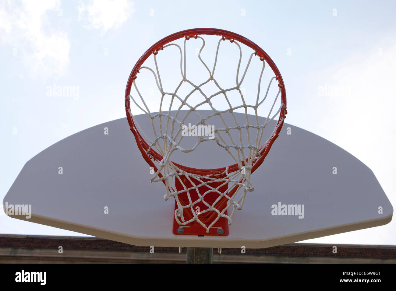 Basketball hoop from below Stock Photo