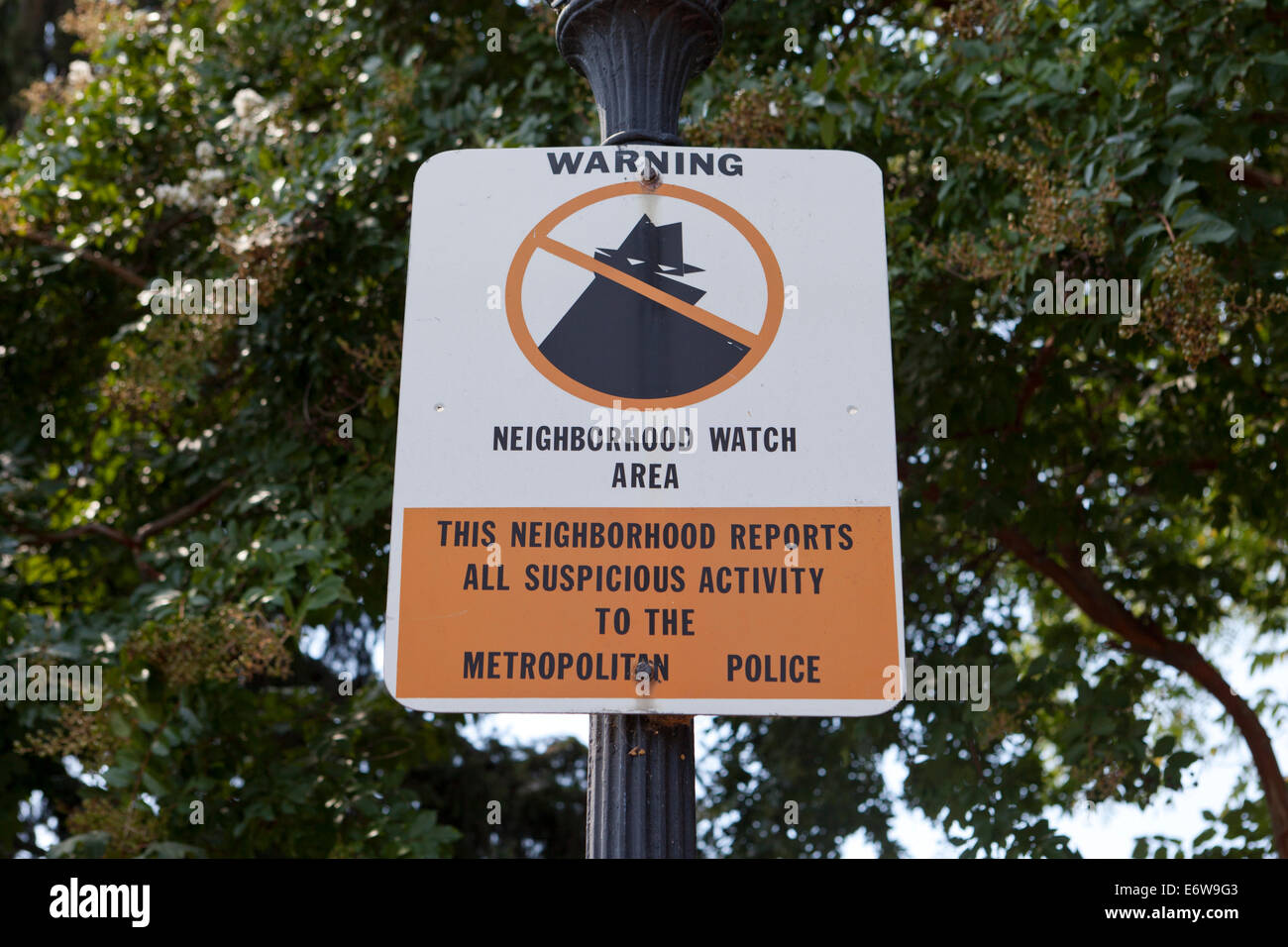 Neighborhood watch sign on lamppost - USA Stock Photo