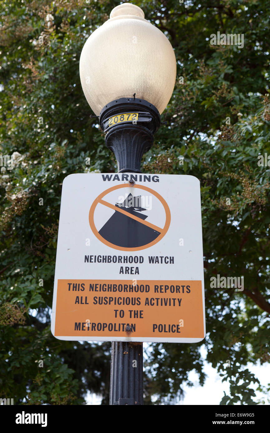 Neighborhood watch sign on lamppost - USA Stock Photo