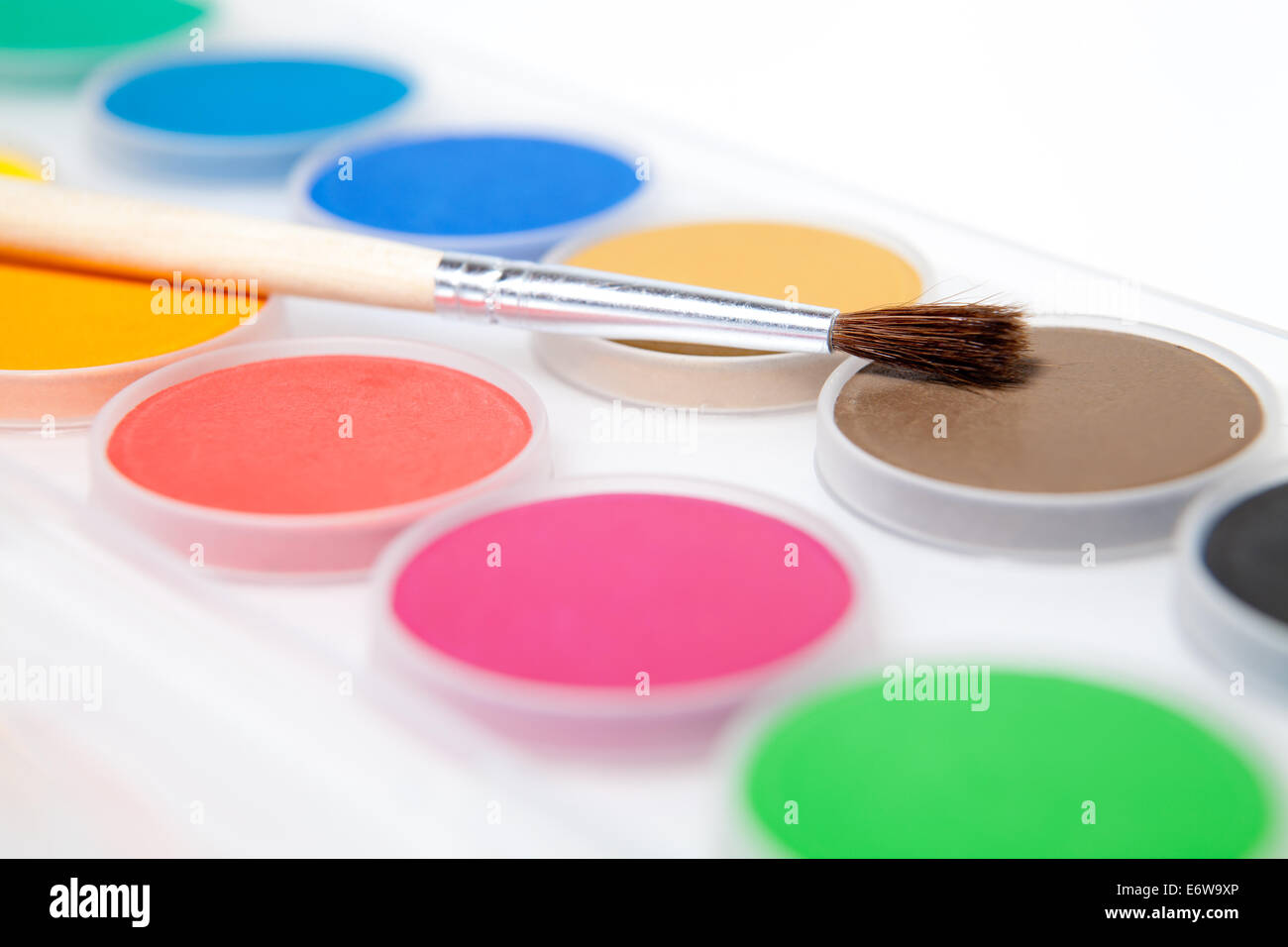 Watercolors - paint box  on white background Stock Photo