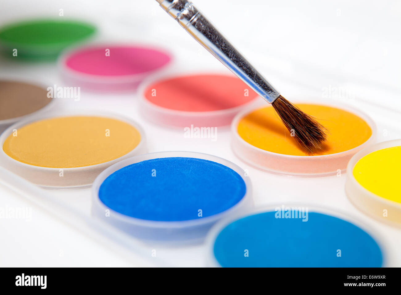 Open Paintbox Gouache Colors With Brush And Palette Stock Photo - Download  Image Now - iStock