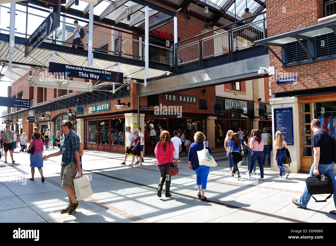 Retail shops in Central Square, Gunwharf Quays, Portsmouth, Hampshire, England, United Kingdom Stock Photo