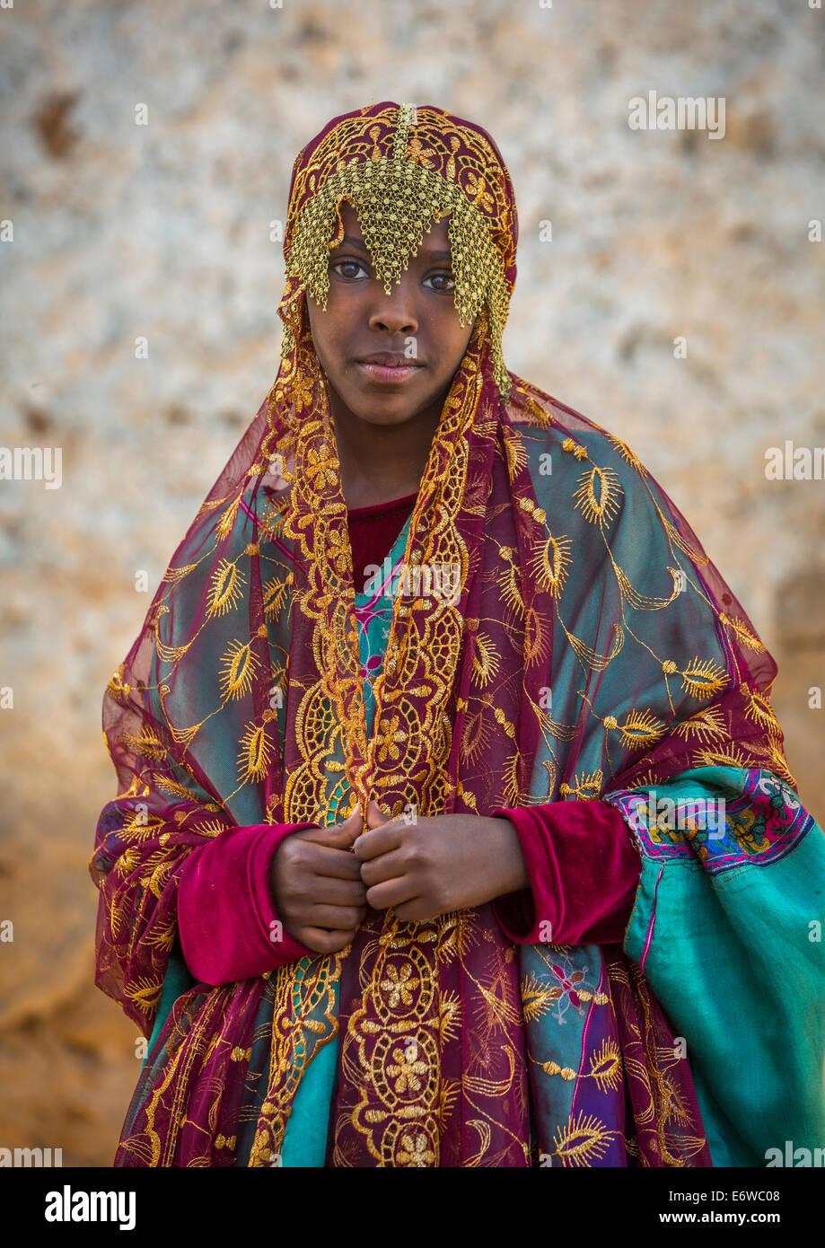 Miss Fayo, An Harari Girl In Traditional Costume, Harar, Ethiopia Stock