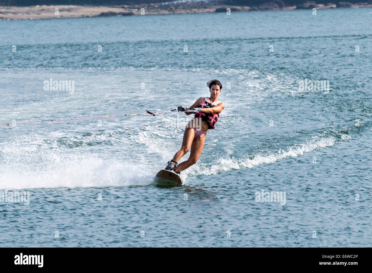 Water ski-ing in Morjim, Goa. Stock Photo