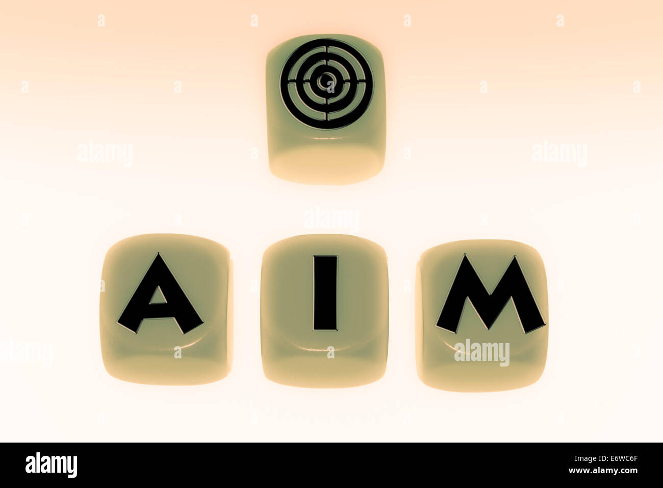 aim symbol with word AIM on cubes Stock Photo