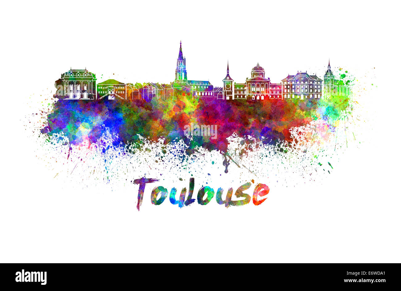 Toulouse skyline in watercolor Stock Photo