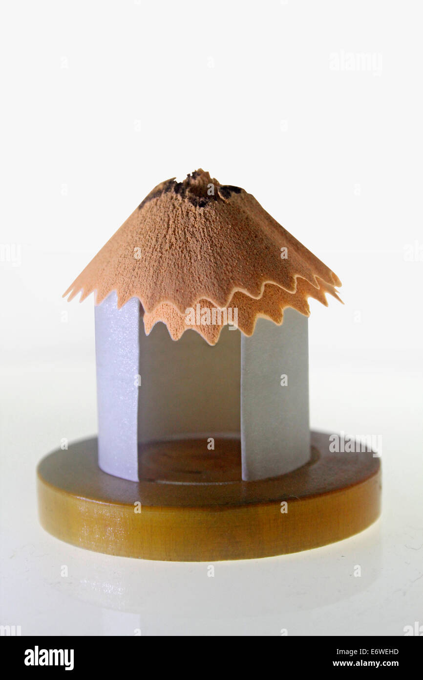 Paper Hut With Pencil Shavings Roof Stock Photo Alamy