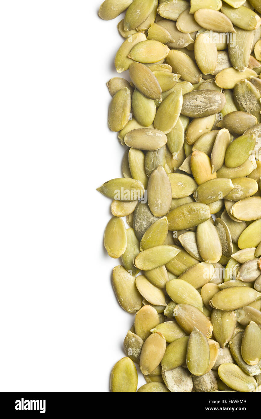 pumkin seeds on white background Stock Photo