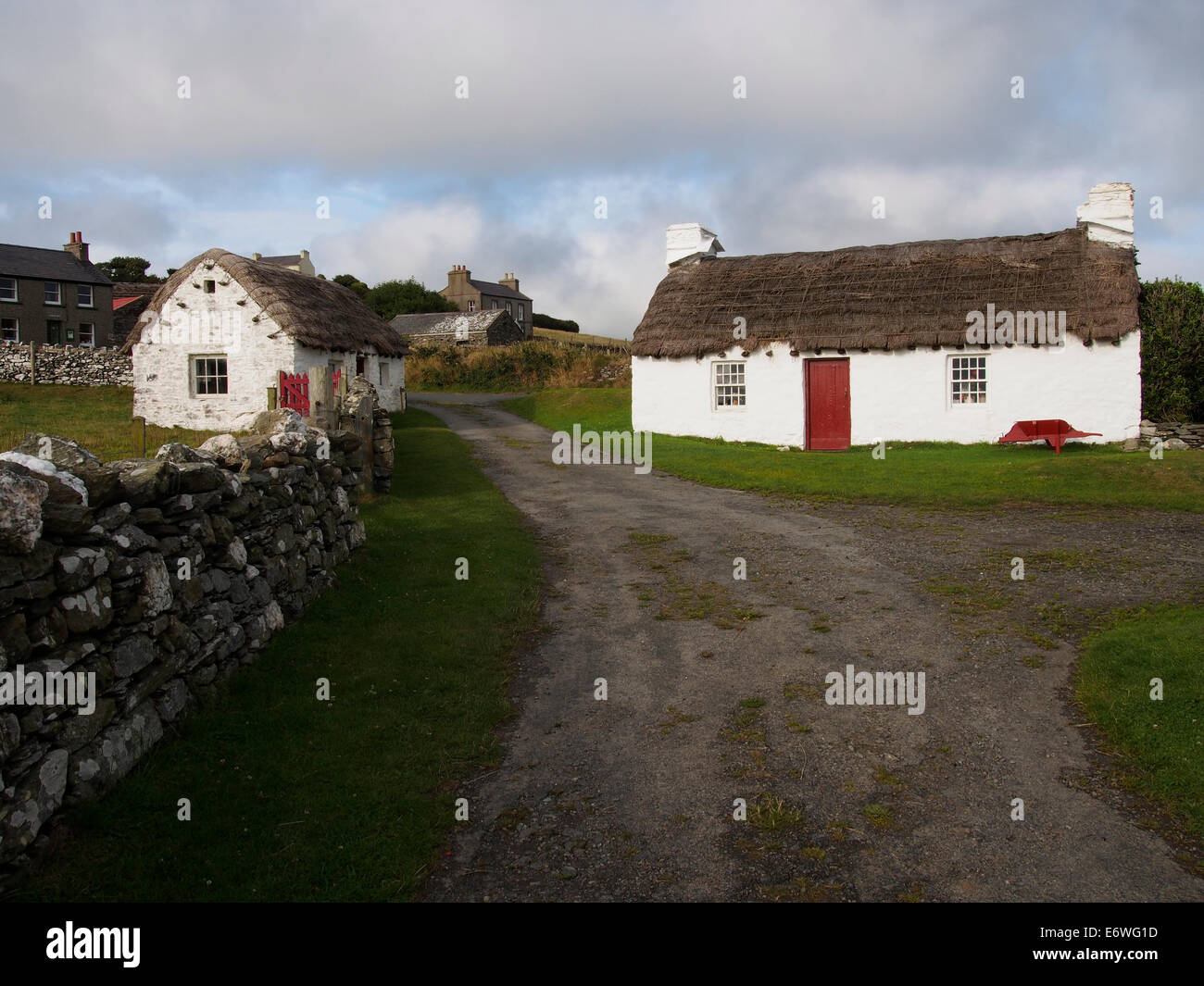 Thatched Cottages Cregneash Folk Museum Isle Of Man Stock Photo