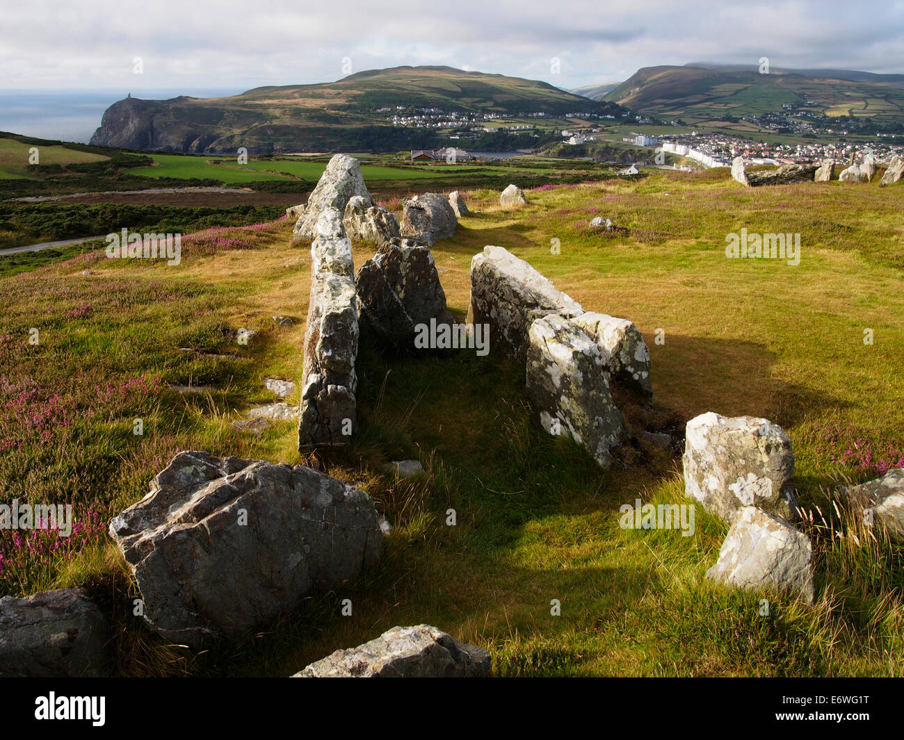 Chambered cairn, Mull hill, Isle of Man Stock Photo