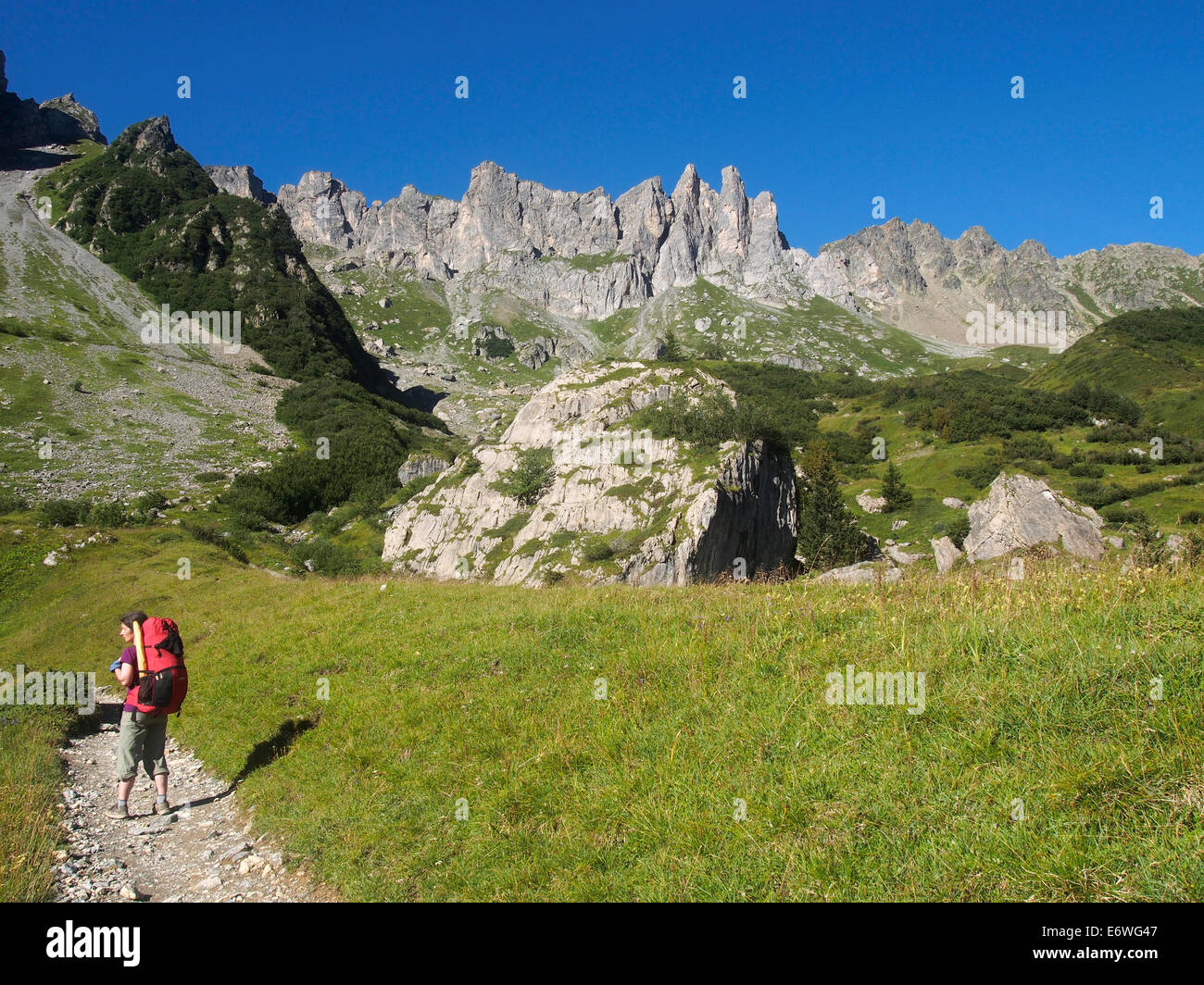Climb towards Col du Bonhomme, Alps, France Stock Photo