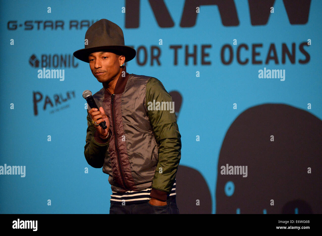 RAW for the Oceans' - Long-term Collaboration Between Bionic Yarn and G-Star  Turning Ocean Plastic into Denim - Press Conference Featuring: Pharrell  Williams Where: Manhattan, New York, United States When: 09 Feb