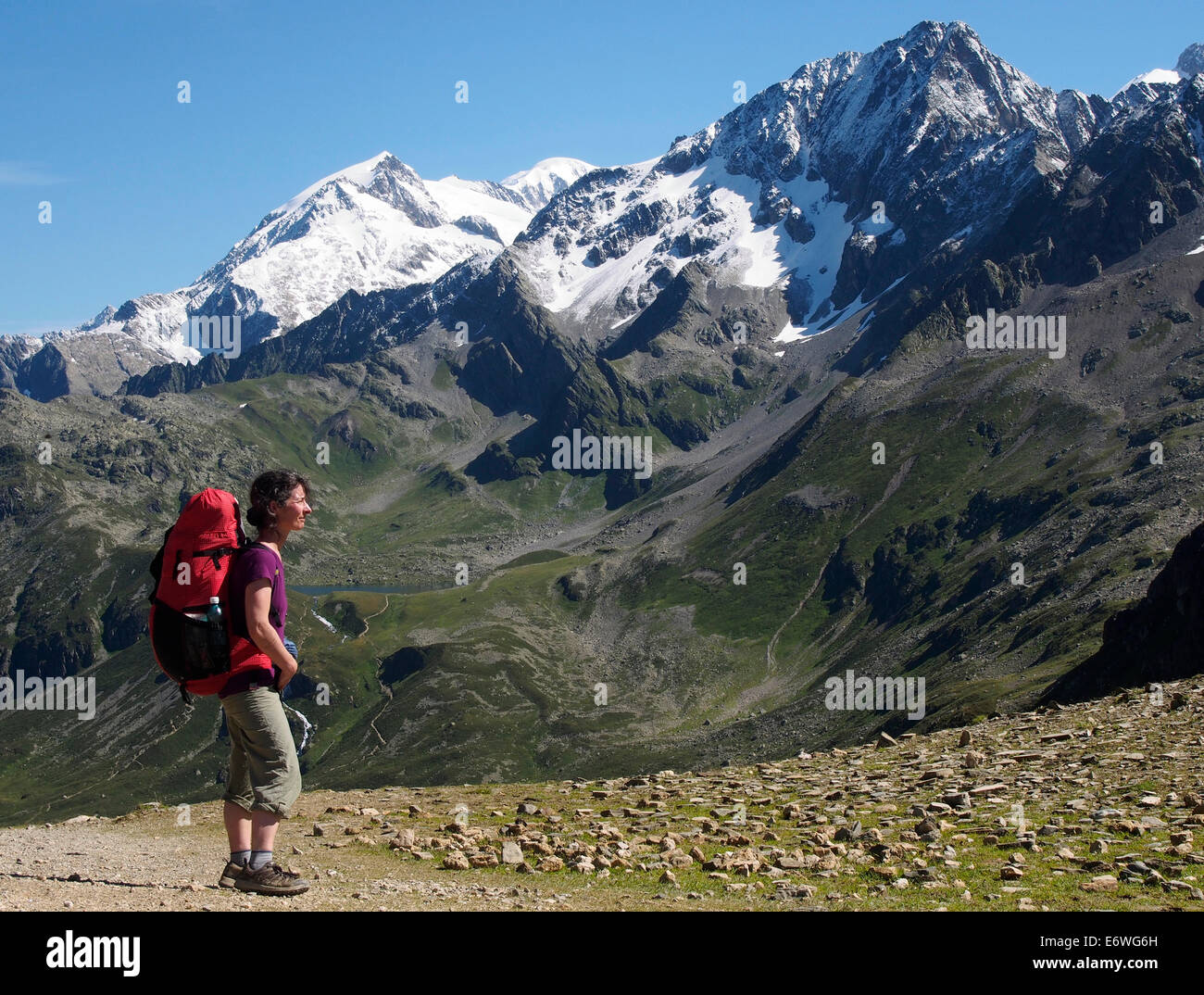 Tour of Mont Blanc, Col du bonhomme, Alps, France Stock Photo