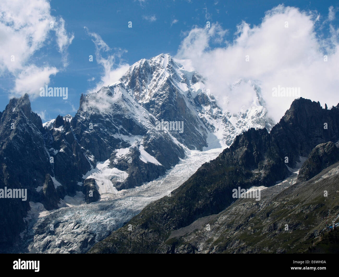Mont Blanc and Glacier de Brenva from Italian side Stock Photo