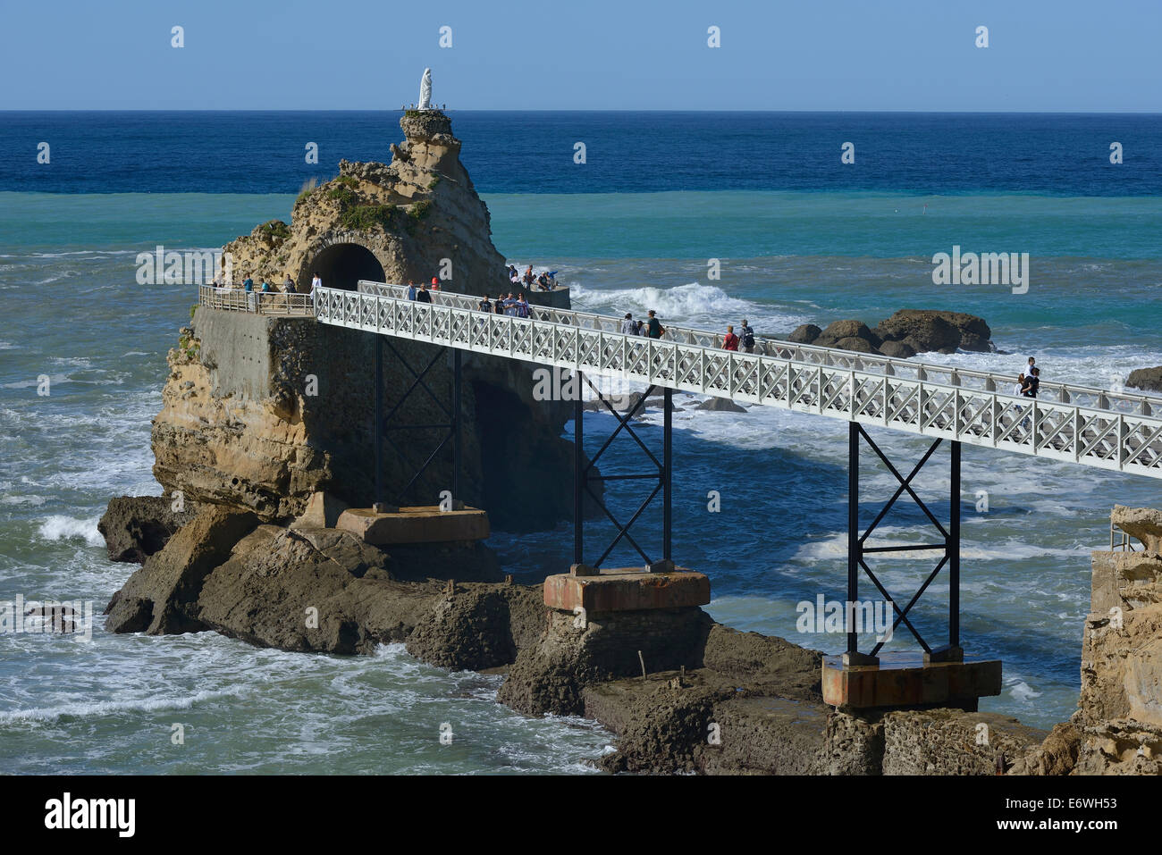 France, bay of Biscay, Basque country, resort of Biarritz, the Virgin Rock and its gateway Stock Photo