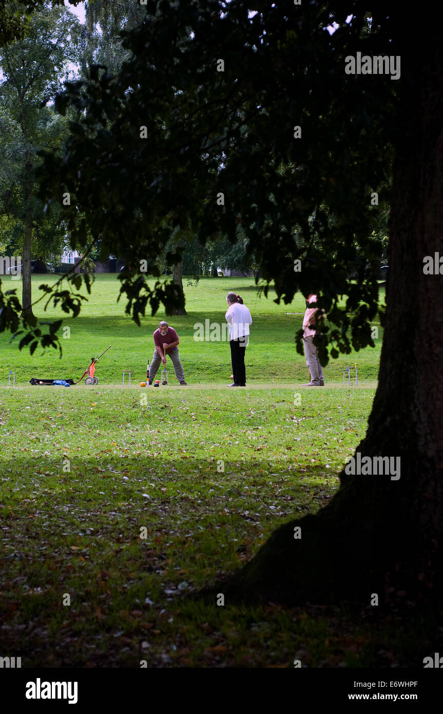 croquet,croquet, remove, strike, stick, trousers, leisure, fun, activity, park, green, mallet, hat, lawn, challenge, red, ball, Stock Photo