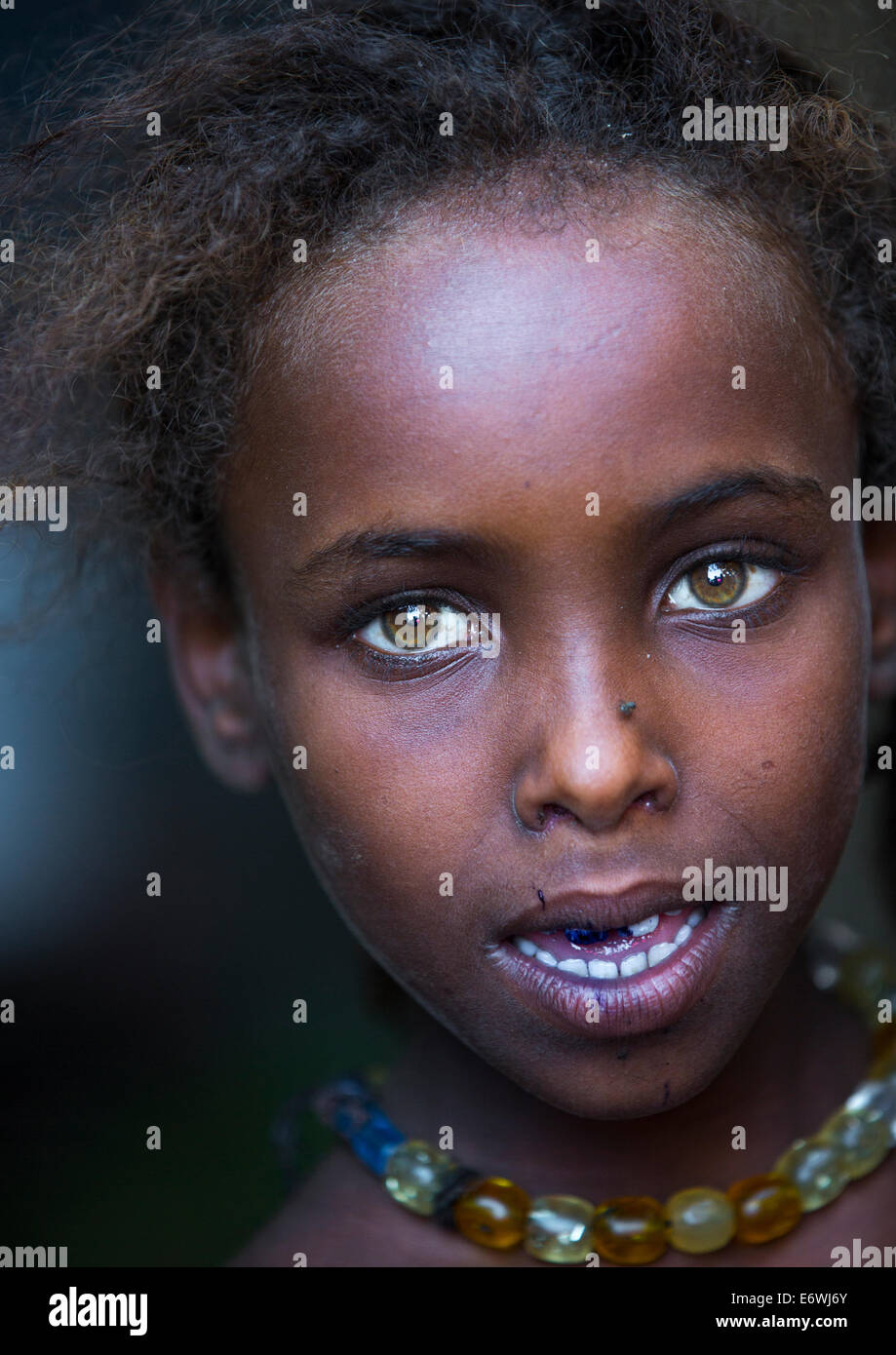 Afar Tribe Girl, Assayta, Ethiopia Stock Photo