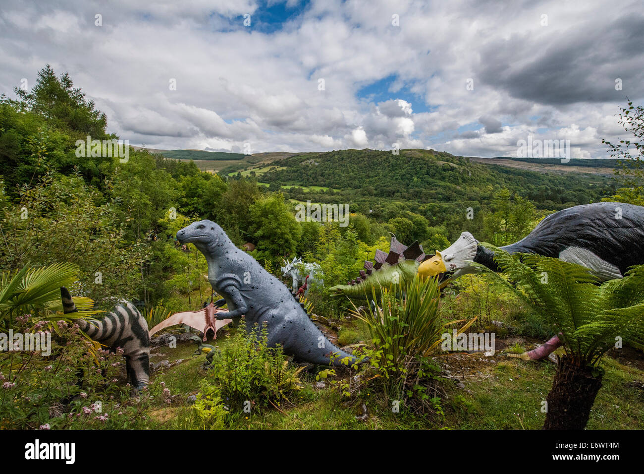 The life sized dinosaurs at The National Showcaves Centre for Wales, Abercrave, Swansea. Stock Photo