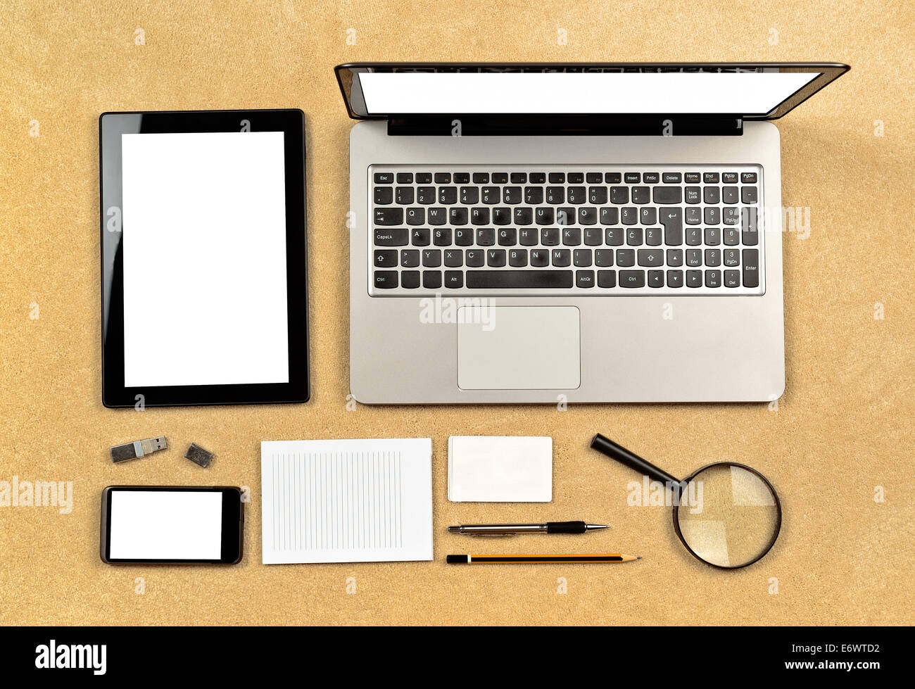 Web Designer Tools for creating web sites organized neatly Stock Photo