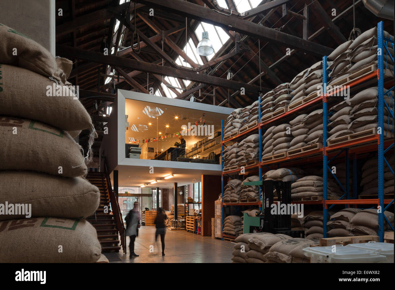 Coffee roastery and headquarters, Shed 13, Mojo Coffee, Wellington, North Island, New Zealand Stock Photo