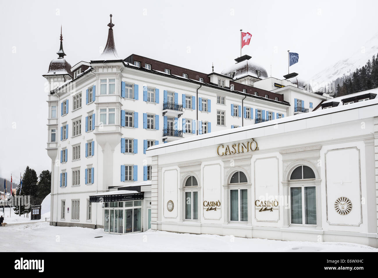 Casino and Steigenberger Hotel, St. Moritz, Engadine valley, Upper Engadin, Canton of Graubuenden, Switzerland Stock Photo