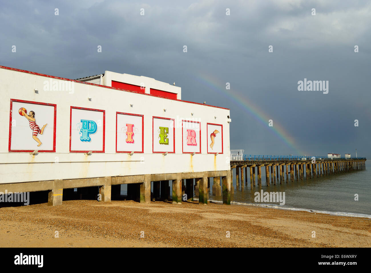 Wall mural on Felixstowe Pier, Felixstowe, Suffolk, England, United Kingdom Stock Photo