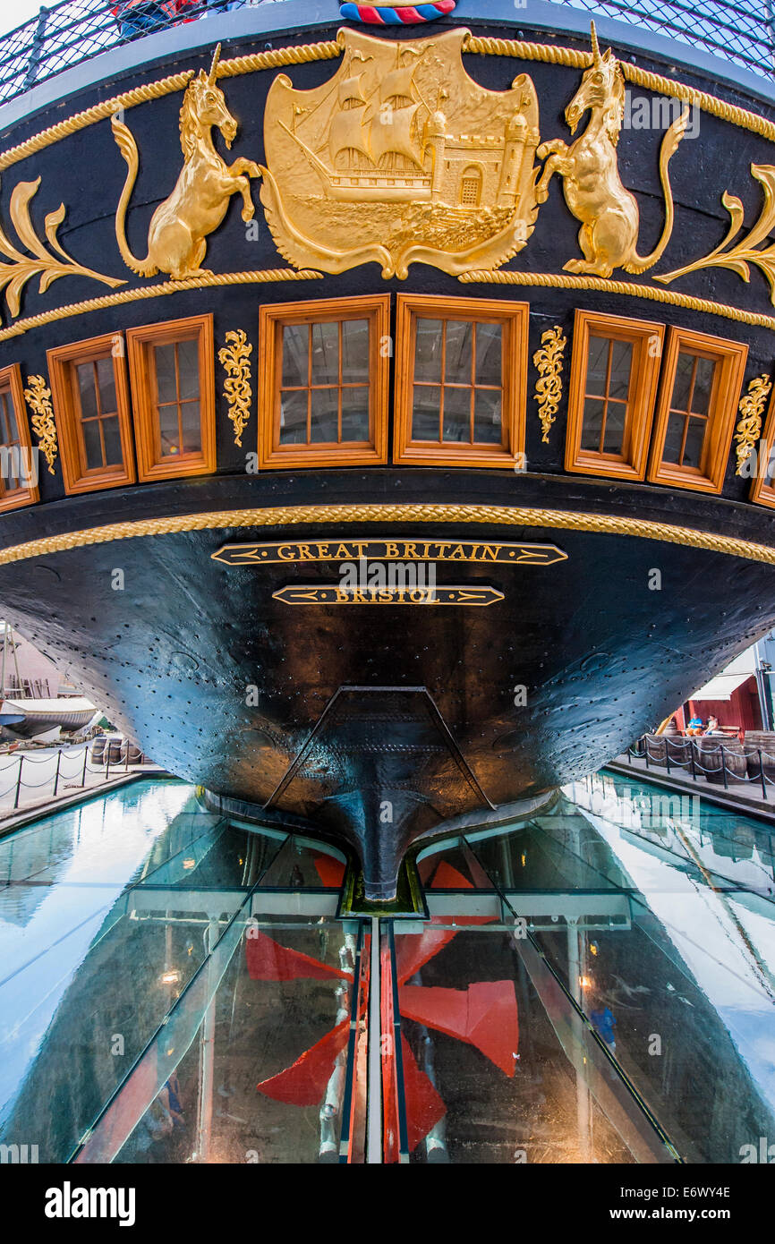 The preserved SS Great Britain now sits in a climate controlled dry dock Stock Photo